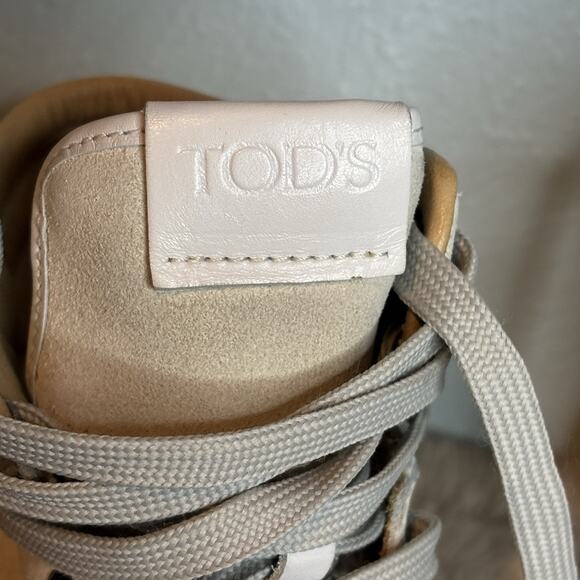 Tod’s high-top sneakers Creamy‎ White Suede Mesh Men’s 6.5 main image 8
